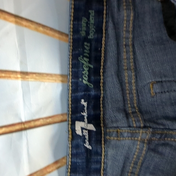 7 for All mankind Josefina skinny boyfriend distressed fringe jeans size 14 - Picture 2 of 4